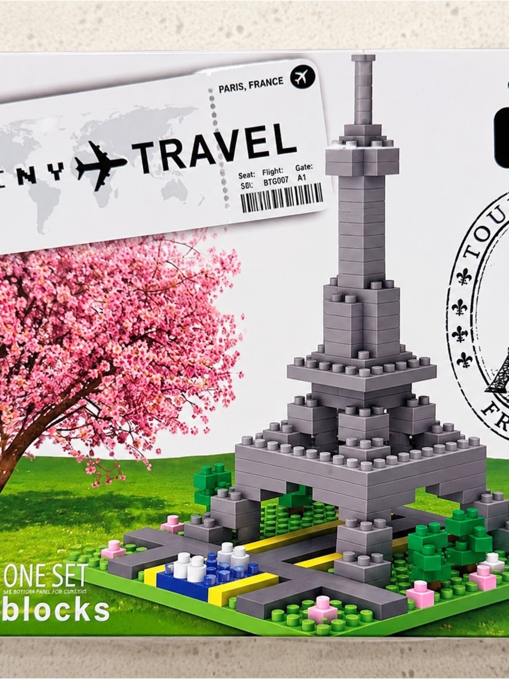 Grey Eiffel Tower Building Blocks Playset for Kids